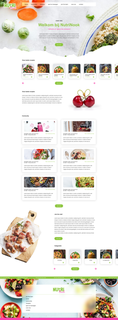 Website NutriNook recepten - The Artistic Design Studio